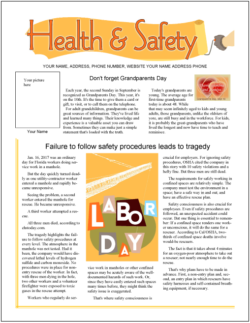 Health & Safety newsletter Pages